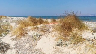 hairy bear huge full of cum big balls sunburning on the Greek gay cruising beach