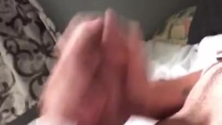 Jerking off my hard cock and fucking my flesh light till I cum everywhere 