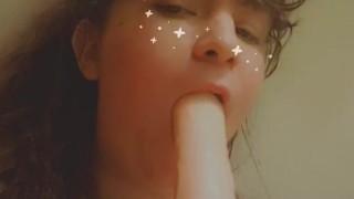 Baby girl sucks cock