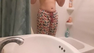 Pee desperation and orgasm in pjs (still haven't peed, cum see me in the morning)