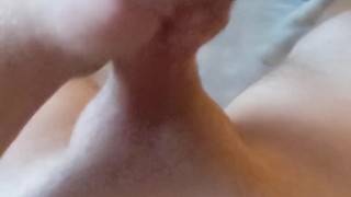 Solo blowing my cum on myself