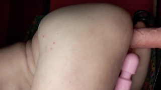 DP adventures - Anal beads and 10 inch dildo.