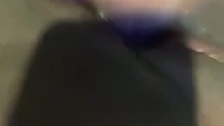 Pretty pink pussy creams all over purple dildo