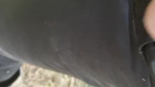 pissing my pants and cum in the woods again