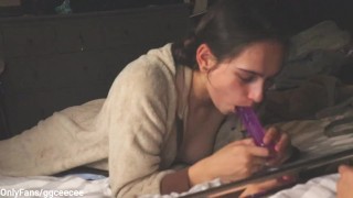 Bored Horny Finds Dildo and Blows it