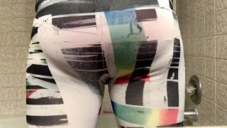 Girlfriend peeing tight pants