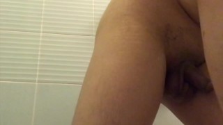 Guy shaving pubic hair