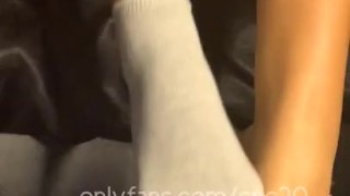 Sexy Ebony Teen removes Socks 