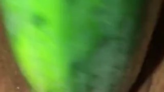 Cucumber makes her pussy gush
