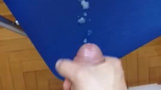 Huge cumshot on the chair for my gf