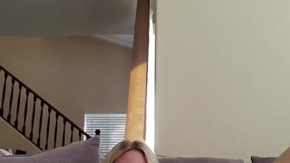 Amateur blonde teen fucks herself with a dildo until she cums