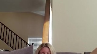 Amateur blonde teen fucks herself with a dildo until she cums