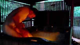 Hard Passionate Strapon Pegging, Fucking and Deep Throat Cock Sucking in hot tub!