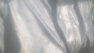 Quick jerk in muddy polyurethane suit on sunny day in diesel 4wd