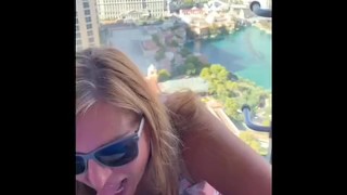 Vegas balcony blowjob from slutty wife