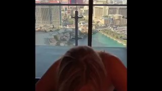 Vegas balcony blowjob from slutty wife