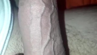 Big dicked boy using cockring
