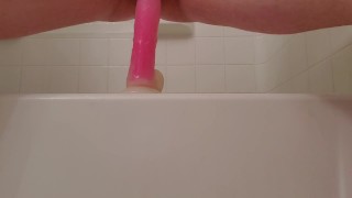 Legs spread while fucking myself with my dildo