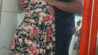 Curious Kisses pregnant Big ass Latina sucking big Black cock 