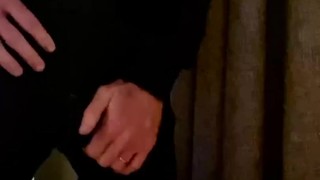 Late night office desk wank at home while wife next door. 4K