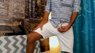 Good Looking Guy Pose and Jerk His Big Dick With Clothes On