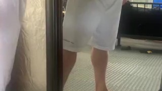 Jerking off in mirror. 