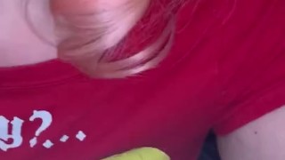 sexy pink-hair slut sucks dildo