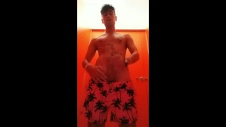 Slow motion amateur vid Jerk off at a waterpark toilet - Bonus at the end : Sound of dropping cum
