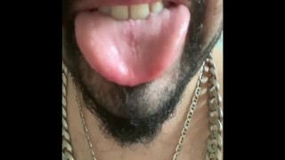 Tongue ASMR sticking out with teeth! Suck my tongue please 