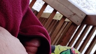 Risky Public Jerk On My Balcony In Winter (Part 1 - No Cum)