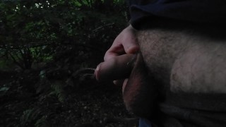 Short dick pissing in the forest