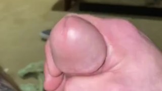 Beautiful huge white cock shoots ropes up close 