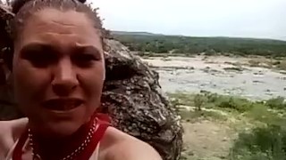Outdoor hiking at the slab turns into quick blowjob and almost caught