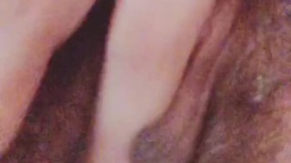Super up close wet and sticky big lip hairy pussy rub asmr