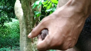 Big dick, cock handjob and cumshot in outdoor