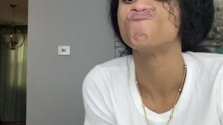 Alicia’s Loves to smell drinks on her upper lip
