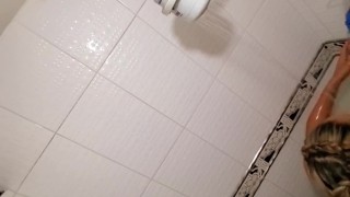 My pregnant ebony  latina  wife taking a shower and loves to be watched 