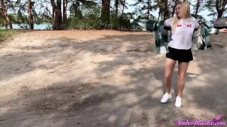 Cheerful Babe With Juicy Booty Masturbate Pussy and Cum In the Car By The River