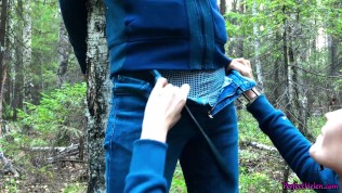 Stranger Arouses, Sucks and Hard Fuckes in the Forest of Tied Guy Outdoor 