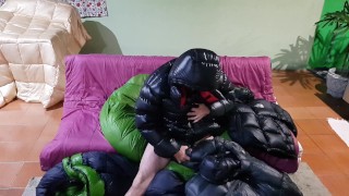 Handjob and Cumshot in Puffy Jacket