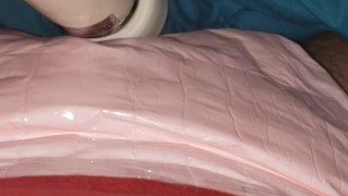 Playin with my magic wand in my pretty pink wet diaper 