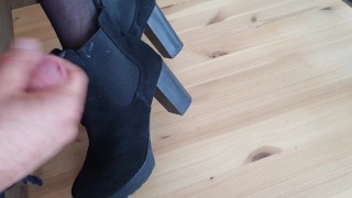Cum on her ankle boots