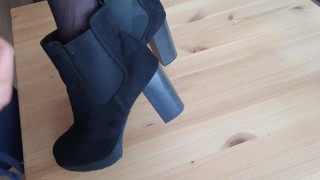 Cum on her ankle boots