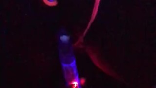 Step sis with nice feet caught squirting under the black light. 