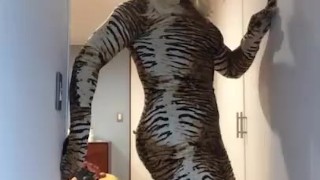 Kim the Kitten (trans, crossdress, female mask, fetish, feminization, pantyhose, heels, wig)