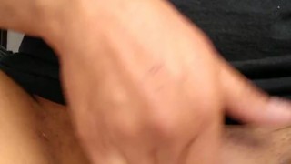 girl with shaved pussy loves to masturbate at work.