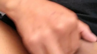 girl with shaved pussy loves to masturbate at work.