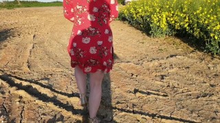 ⭐ Alice - Squatting to piss in public outdoors - for all you pee lovers out there ;)