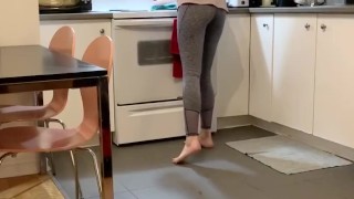 Casually wetting in the kitchen 
