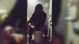Crossdresser filmed herself peeing in a public restroom in the middle of the night.